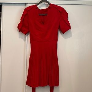 Red Karen Millen pleated skirt dress